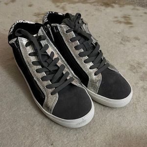 black/silver/snake skin sneakers